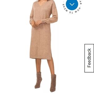 Vince Camuto Long Sleeve Tan Dress
